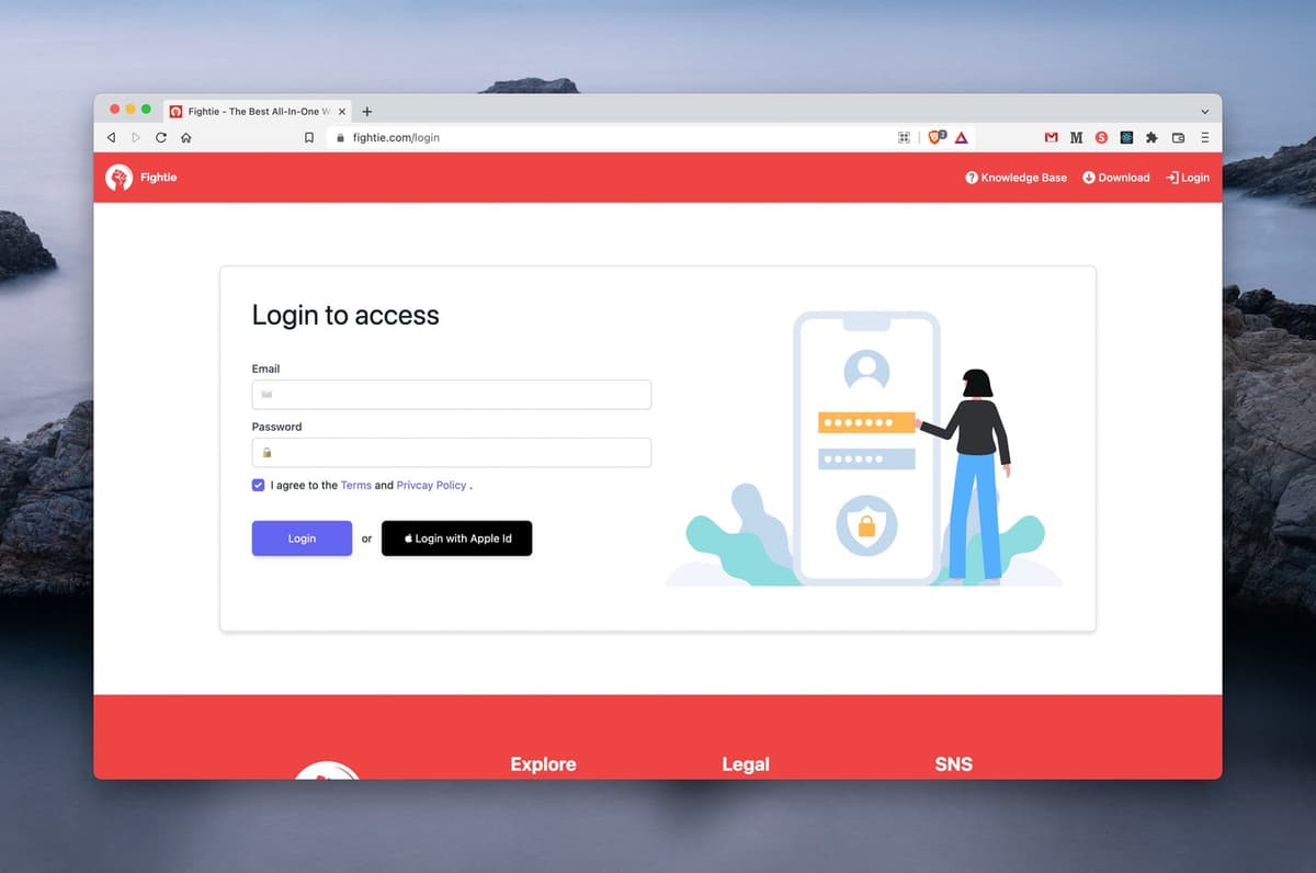 Login page