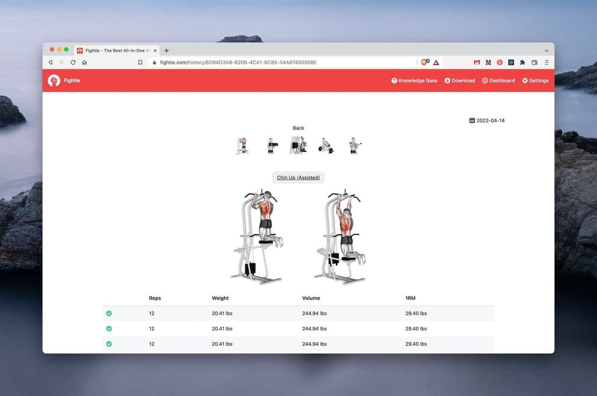 Calendar view with training details